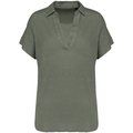 Polo de lino mujer ajustado mangas caídas Organic Khaki M