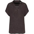 Polo de lino mujer ajustado mangas caídas Stone Grey M