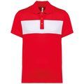 Polo de manga corta unisex con Panel en el pecho Rojo / Blanco 3XL