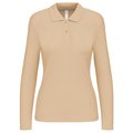 Polo manga larga mujer algodón lavable Beige S