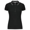 Polo mujer algodón con 5 botones Black / Light Grey / White XXL