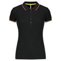 Polo mujer algodón con 5 botones Black / Red / Yellow M