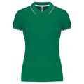 Polo mujer algodón con 5 botones Kelly green/Light grey/White M