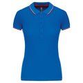 Polo mujer algodón con 5 botones Light Royal Blue / Red / White M