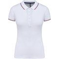 Polo mujer algodón con 5 botones White / Navy / Red XXL