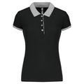 Polo piqué bicolor mujer Black / Oxford Grey XS