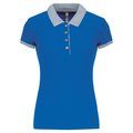 Polo piqué bicolor mujer Light Royal Blue / Oxford Grey S