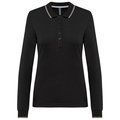 Polo piqué manga larga mujer Black / Light Grey / White M