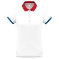 Polo piqué mujer White / Red / Sporty Royal Blue S