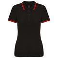 Polo a rayas mujer manga corta Black / Red XXL