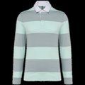 Polo a rayas unisex Manga Larga Light Grey / Ice Mint Stripes 3XL