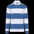 Polo a rayas unisex Manga Larga Light Royal Blue / White Stripes L