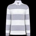 Polo a rayas unisex Manga Larga Oxford Grey / White Stripes L