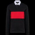 Polo rugby manga larga algodón Black / Sporty Red 4XL