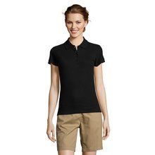 Polo Ajustado Mujer 210g Algodón Negro 3XL