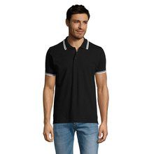 Polo Hombre Cuello Rayado 200g Negro/Blanco 3XL