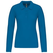 Polo de manga larga entallado mujer Azul M