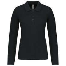 Polo de manga larga entallado mujer Black XS