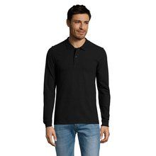 Polo Manga Larga Hombre 180g Negro 3XL