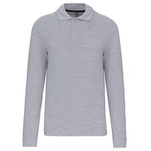 Polo manga larga hombre algodón piqué Gris L