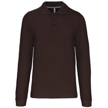 Polo manga larga hombre algodón piqué Marrón 3XL