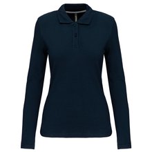 Polo manga larga mujer algodón lavable Azul M