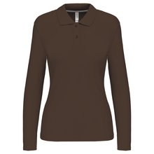 Polo manga larga mujer algodón lavable Marrón XL