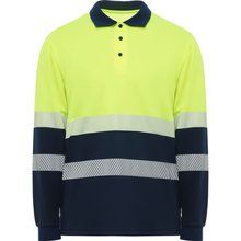 Polo Manga Larga Reflectante MARINO/AMARILLO FLUOR S