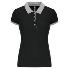 Polo piqué bicolor mujer Black / Oxford Grey XS