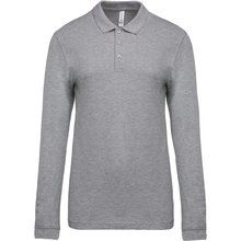 Polo piqué manga larga 100% algodón Gris 3XL