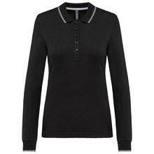 Polo piqué manga larga mujer Black / Light Grey / White XS