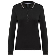 Polo piqué manga larga mujer Negro XS