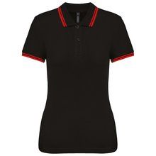 Polo a rayas mujer manga corta Black / Red XS