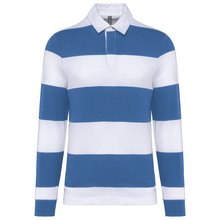 Polo a rayas unisex Manga Larga Azul S