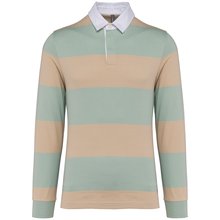 Polo a rayas unisex Manga Larga Beige / Verde / Mulicolor 4XL