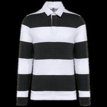 Polo a rayas unisex Manga Larga Black / White Stripes XS