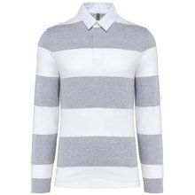 Polo a rayas unisex Manga Larga Gris / Mulicolor / Blanco S