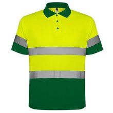 Polo Técnico Reflectante Anti Enganches VERDE JARDÍN/AMARILLO FLÚOR 2XL