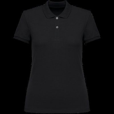 Polo ajustado de chica de algodón orgánico Black XS