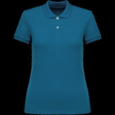 Polo ajustado de chica de algodón orgánico Blue Sapphire XL