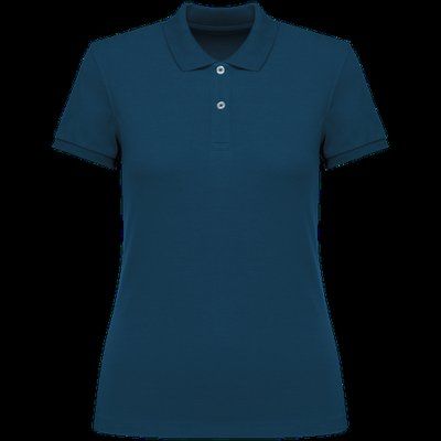 Polo ajustado de chica de algodón orgánico Peacock Blue XXL