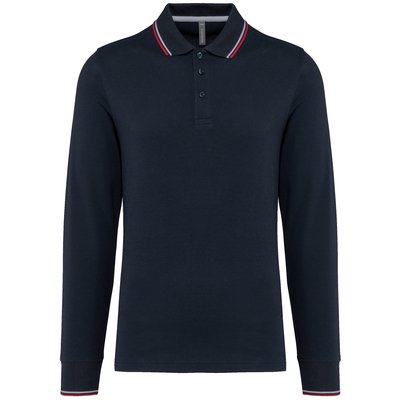 Polo ajustado manga larga hombre Azul L