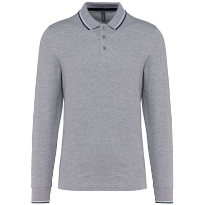 Polo ajustado manga larga hombre Gris S