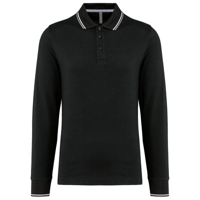 Polo ajustado manga larga hombre Negro XL