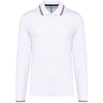 Polo ajustado manga larga hombre White / Navy / Red M