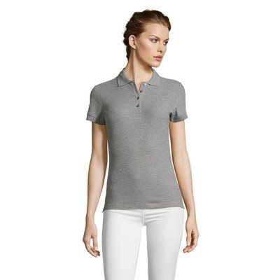 Polo Ajustado Mujer 210g Algodón Gris XL