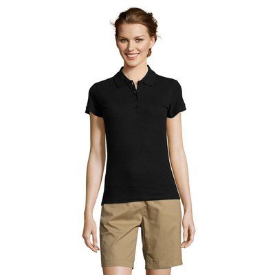 Polo Ajustado Mujer 210g Algodón Negro M