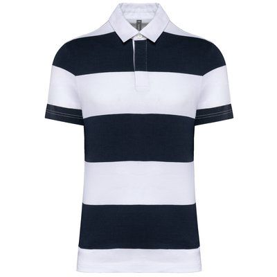 Polo algodón a rayas unisex Navy / White Stripes L