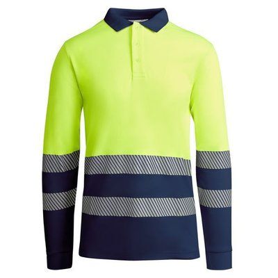 Polo AV Manga Larga Transpirable MARINO/AMARILLO FLUOR 2XL