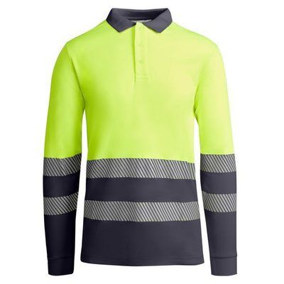 Polo AV Manga Larga Transpirable PLOMO/AMARILLO FLUOR 4XL